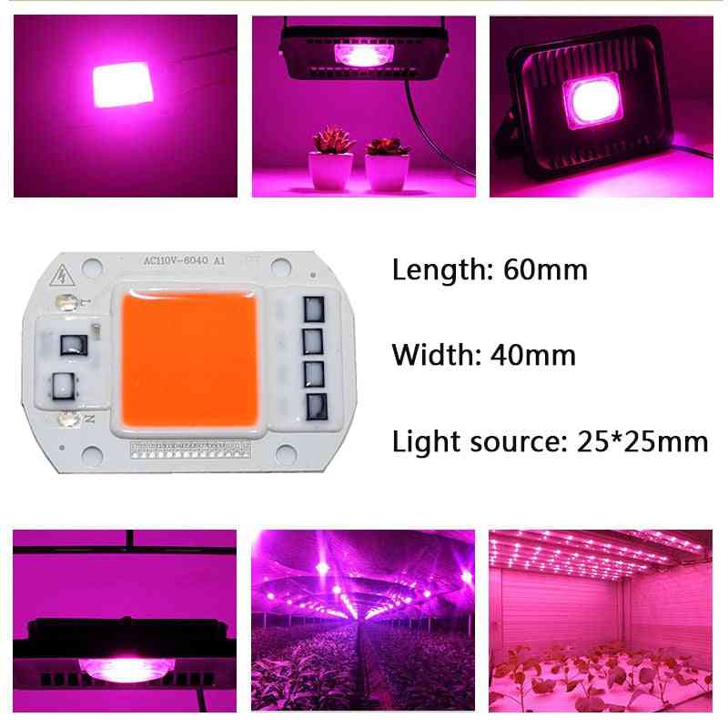 Ac220v 110v cob led chip fito lámpa teljes spektrumú 50w / 30w / 20w, led dióda növekvő lámpák fitolampy beltéri palántákhoz