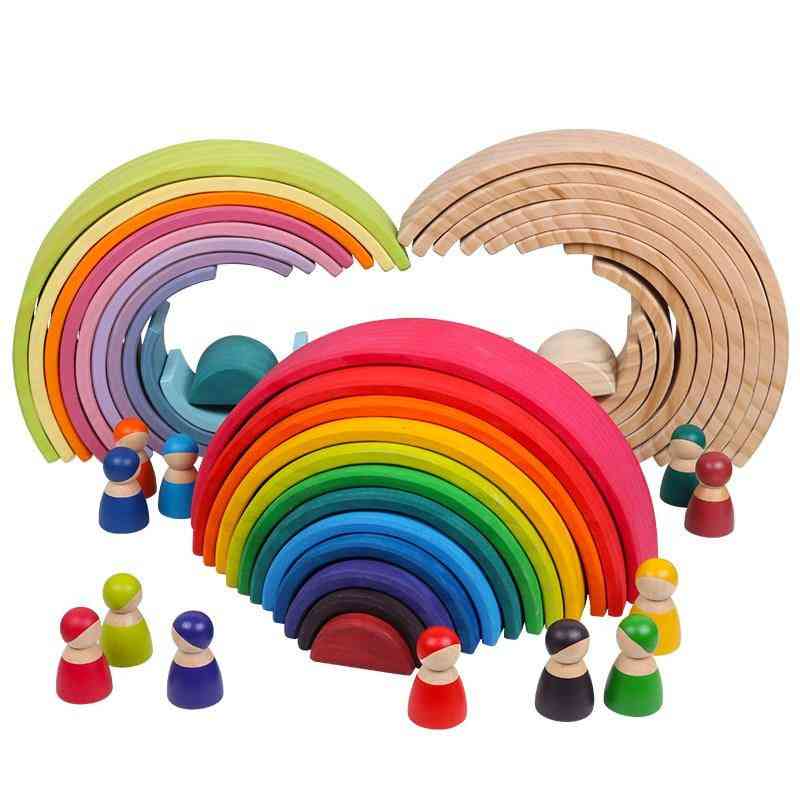 Creative Wooden Rainbow Building Blocks -educational Toy