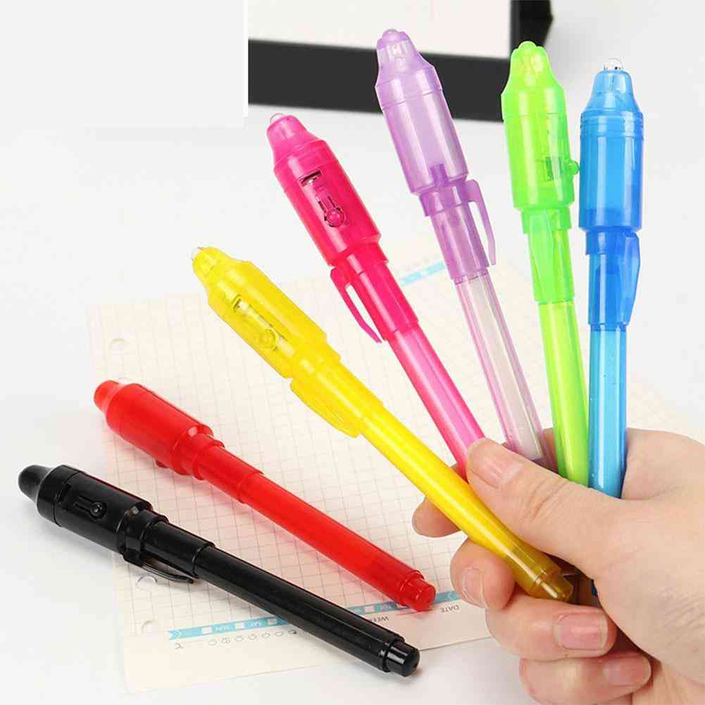 Leadstar - Juego de bolígrafos de luz ultravioleta de 7 piezas, bolígrafo de tinta invisible para niños, bolígrafo de juguete espía con regalos de luz ultravioleta incorporados y marcas de seguridad