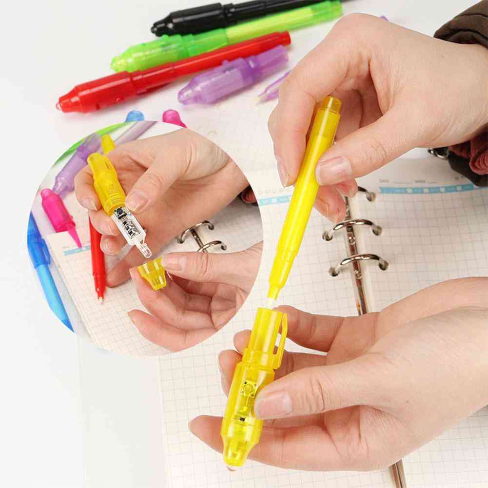 Leadstar - Juego de bolígrafos de luz ultravioleta de 7 piezas, bolígrafo de tinta invisible para niños, bolígrafo de juguete espía con regalos de luz ultravioleta incorporados y marcas de seguridad
