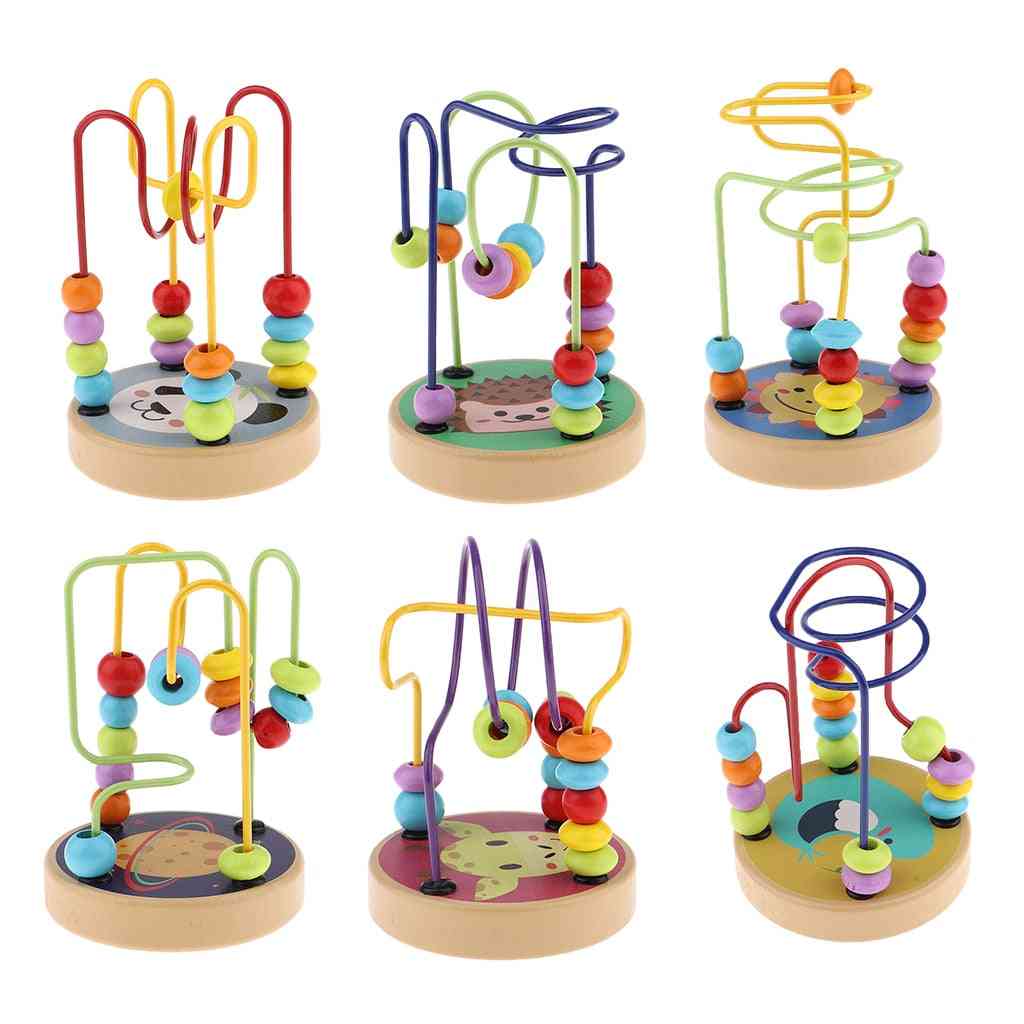 Kleurrijke cartoon houten kraal doolhof achtbaan activiteit kubus educatief abacus kralen cirkel speelgoed voor kinderen peuters kids