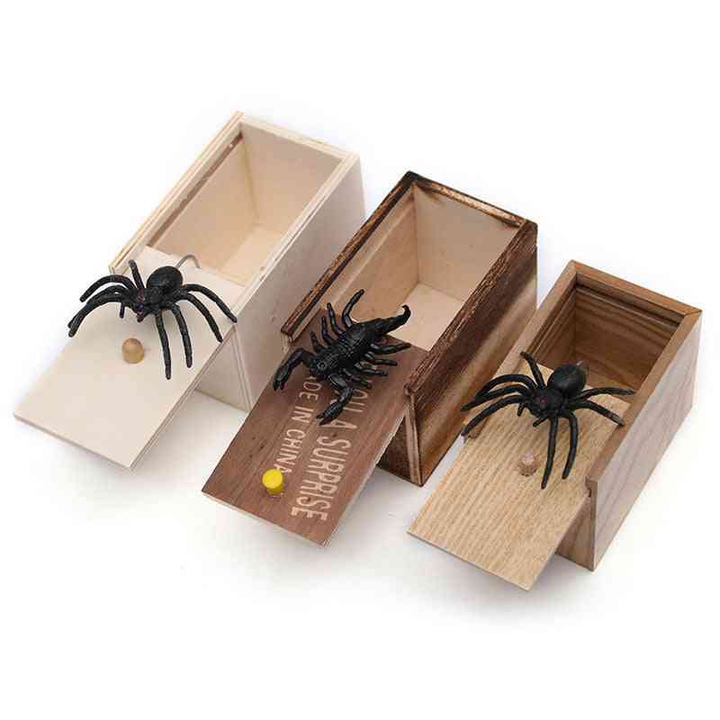 עכביש תיבת תעלול עץ מוסתר במקרה מעולה באיכות מעץ קונדס מעץ צעצועי בדיחות משחק טריק מעניין