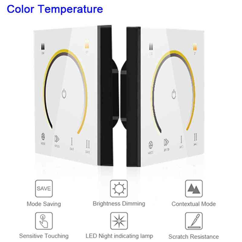 86 Touch Panel-switch Dc12-24v Controller Light-dimmer Switch, Single Color/ct/rgb/rgbw Led Strip Tempered Glass Wall Switch