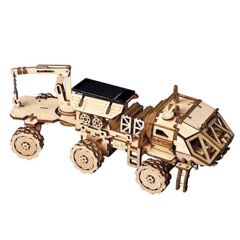Robotime mozgatható napenergiával működő játék - 3d puzzle diy lézervágás fából készült modell