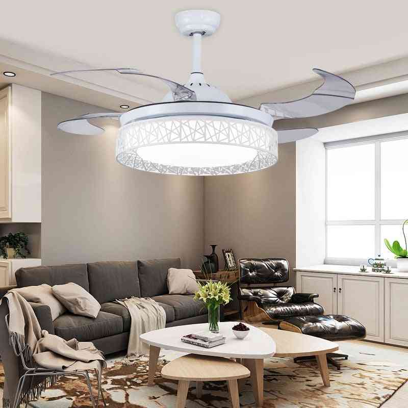 Retro onzichtbare plafondventilatorlamp voor bed, woon- en eetkamer met moderne eenvoudige minimalistische led vogelnest