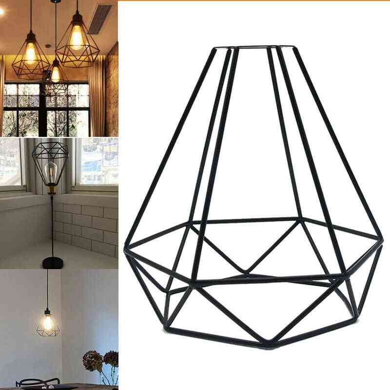 1/2/3pcs Modern  Industrial Vintage Cage, Led Pendant Light-vintage Iron Art Diamond-shape Retro Dining Room/restaurant/bar Lamp