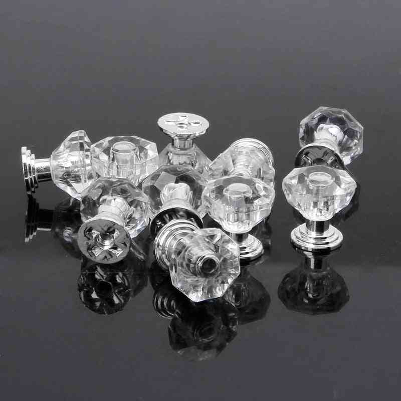 Diamond Shape Crystal Glass Cabinet Knob Drawer Pull Handle For Jewelry Box