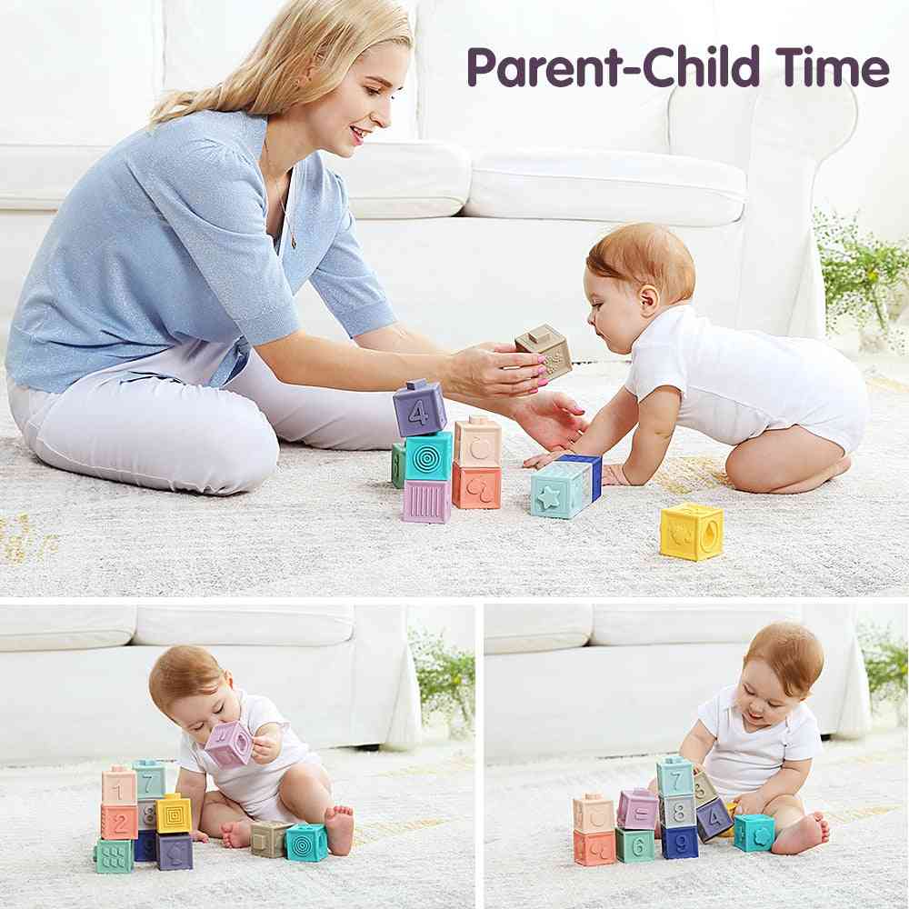 Brinquedos macios de mão toque 3d blocos de construção de bebê
