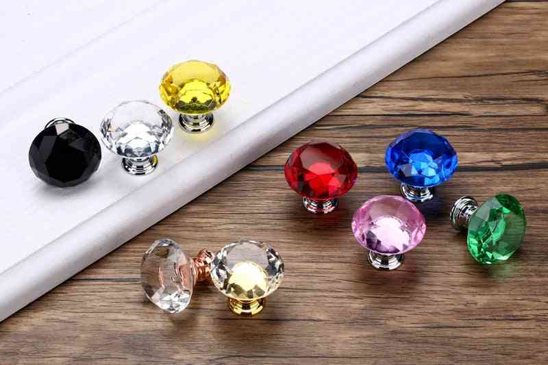 30mm Diamond Shape Crystal Glass Knobs For Cupboard/pulls Drawer/kitchen /cabinet Furniture