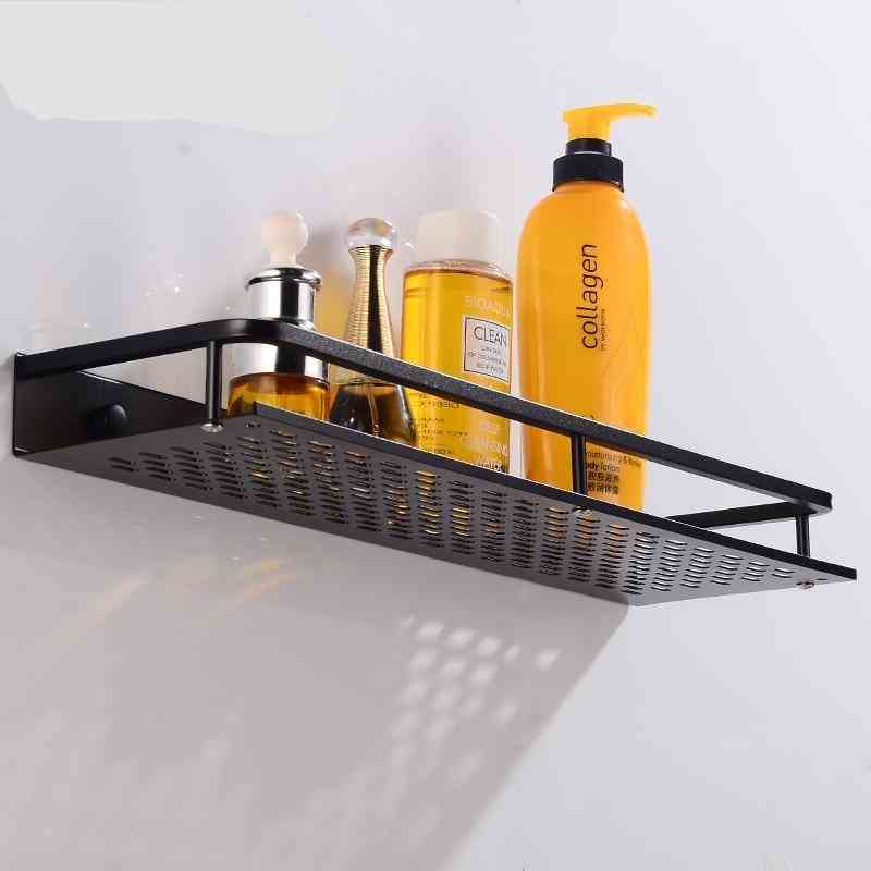 Bathroom Shelf Black Aluminum, Single Shelves Shower Storage Rack For Decorative Corner Basket