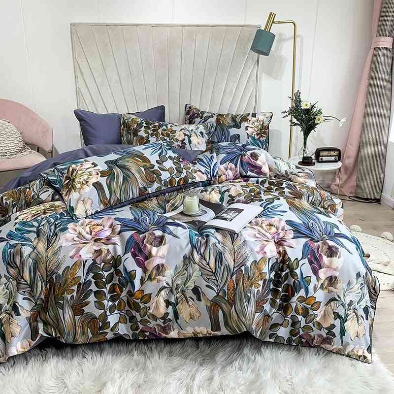 Hd Printed Premium Egyptian Cotton, Silky, Soft Duvet Cover For Family King / Queen Size Bedding Set