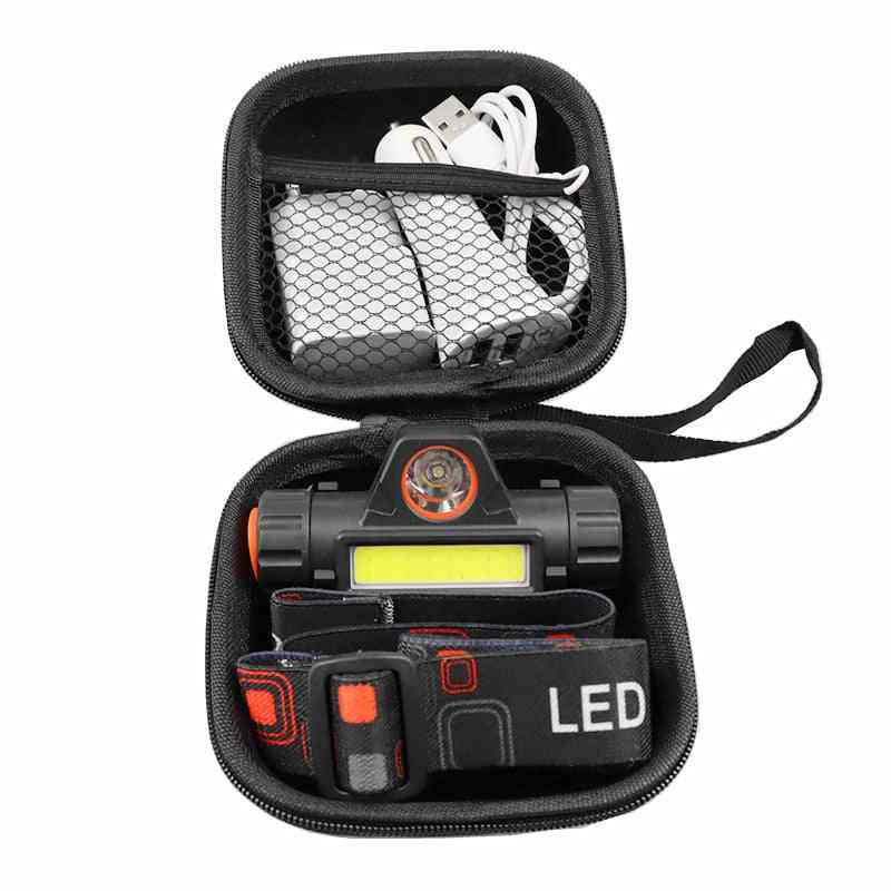 Mini torcia portatile lanterna q5 + faro led cob + 1 * faro da campeggio esterno con batteria 18650 incorporata