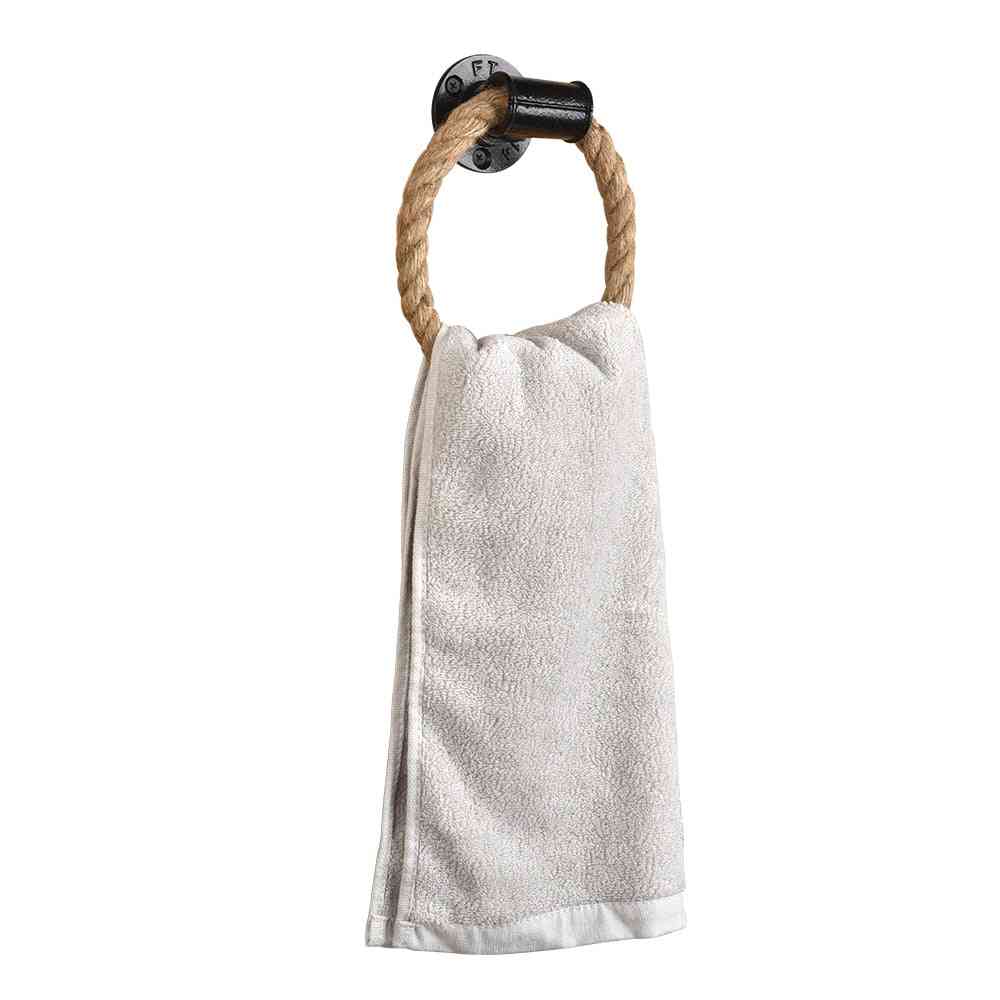 Rope Towel Ring Wall-mounted, Washcloth Holder