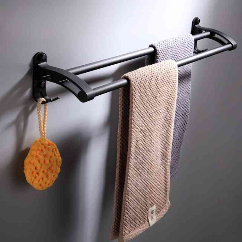 Zwarte europese design dubbele staaf badkamer hardware hanger, handdoekenrek keuken, badkameraccessoires -