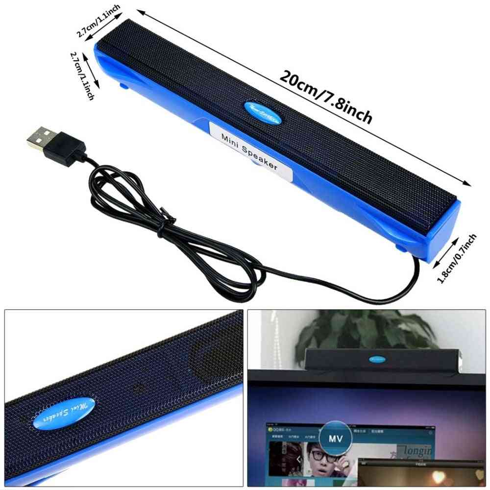 Bärbar USB-datorhögtalare stereomusikspelare, förstärkare plug-and-play högtalare soundbar för skrivbordet - svart