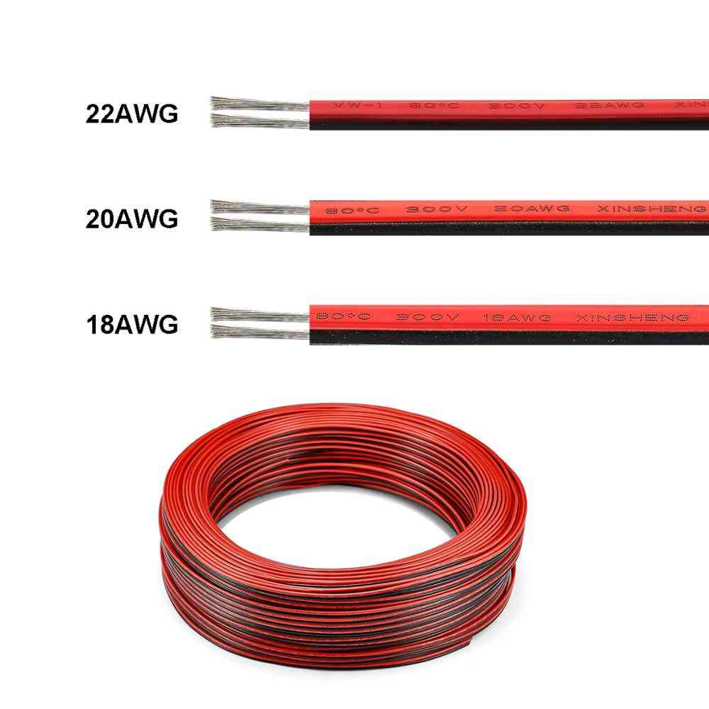 2-pin elektrisk kabel 22awg -20awg og 18awg SM JST-stik 2 kernekobberledninger, til 3528 2835 LED strip lys driver - 100m / 22 AWG