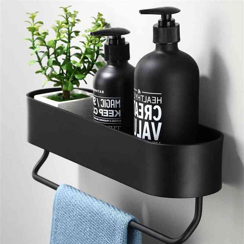 30-50 Cm Space Aluminum Black Bathroom Shelves, Kitchen Wall Shelf Shower, Storage Rack Bathroom Accessories