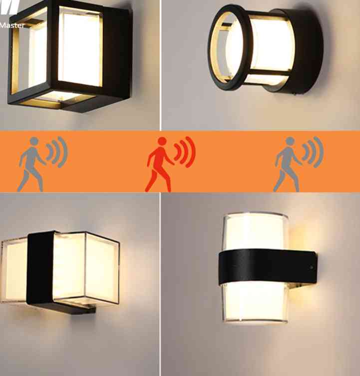 Led Wall Light With Human Body Motion Sensing, Ip65 Waterproof Outdoor Lamp