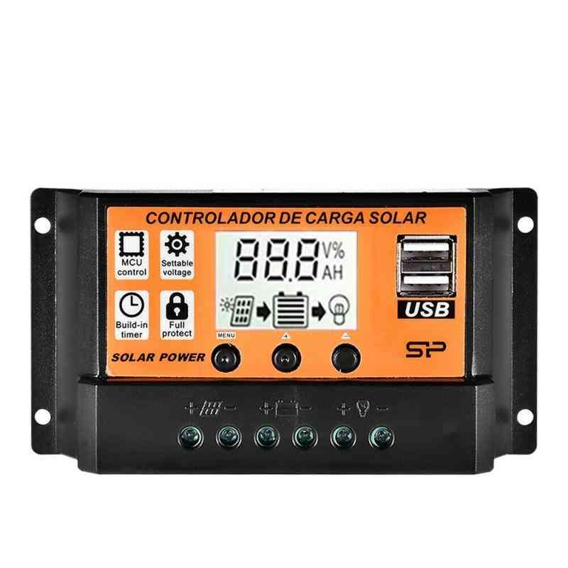 Solar Charge Controller - Panel Battery With Dual Usb Port Mppt/pwm Auto Parameter