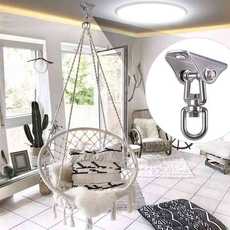 Crochet de chaise balançoire hamac en acier inoxydable, crochet de plafond rotatif 360 °, élingue amovible