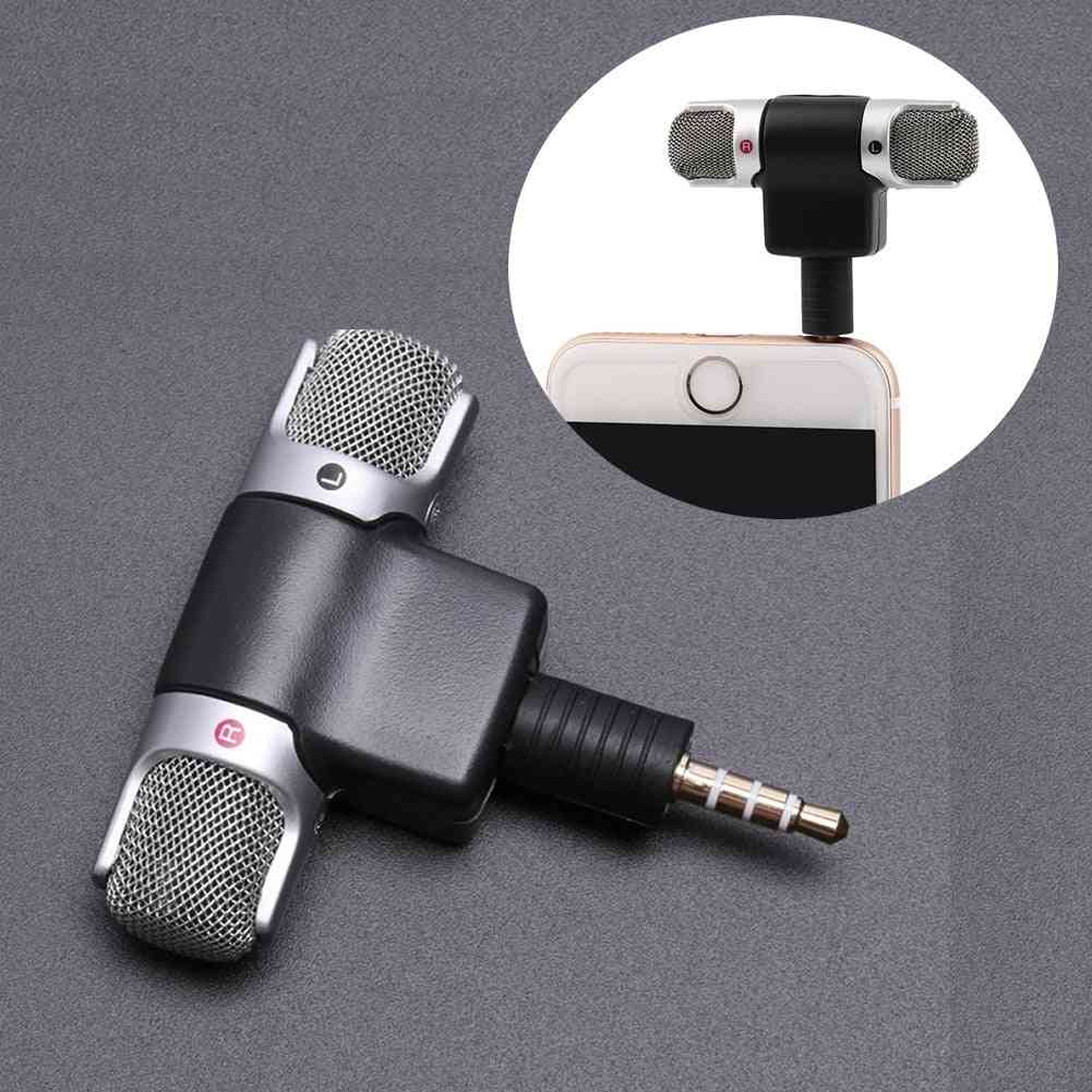 Mini Jack Microphone Stereo Mic For Recording, Mobile Studio Interview For Smartphone