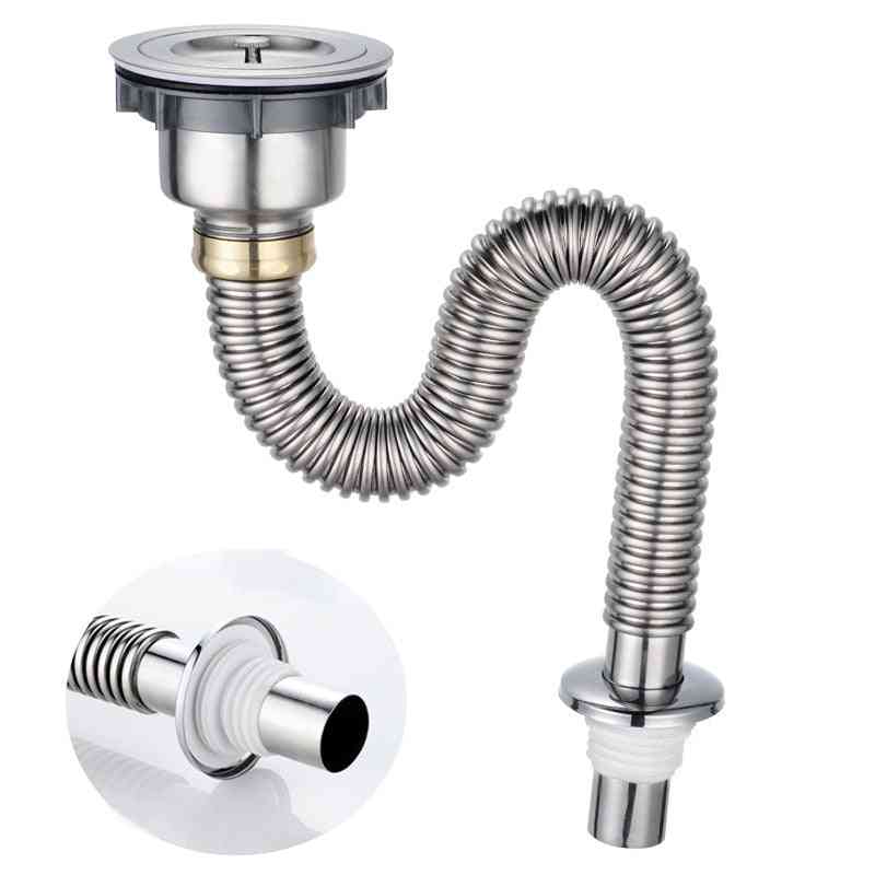 Kitchen Stainless Steel Sink Drain Filter Single Tank Sink Drain Pipe Deodorant Bathroom Sewer Accessories