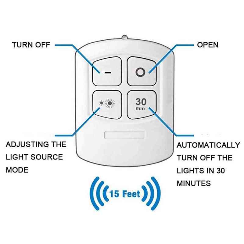 LED regulable debajo de la luz del gabinete con control remoto, luces LED para armarios con pilas para iluminación del baño del armario