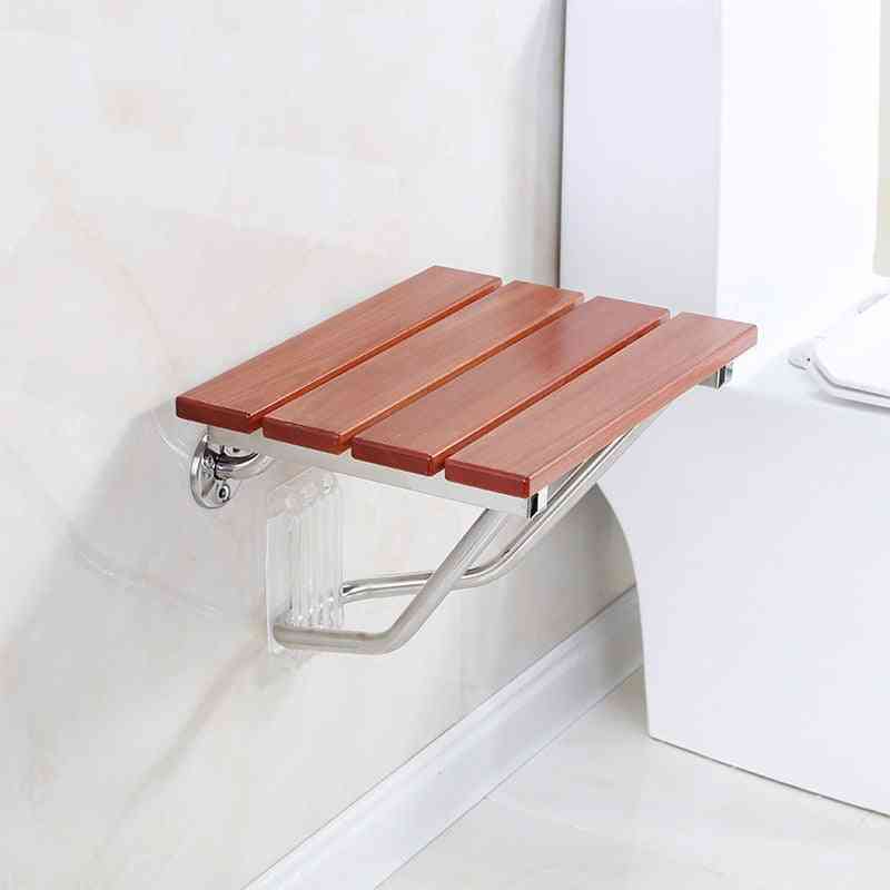 Stainless Steel Solid Wood Material Folding Bathroom Chair Stools