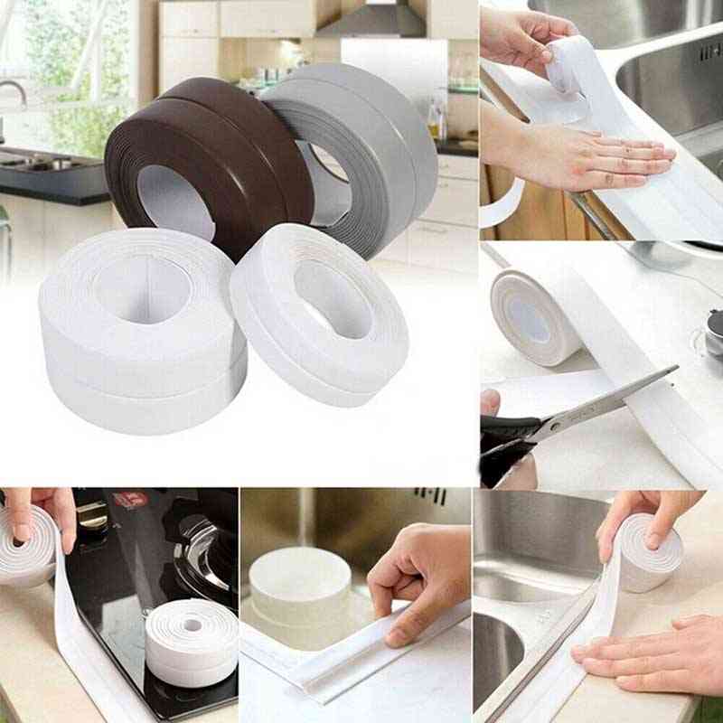 Bath Sealing Strip Tape, White Pvc Self Adhesive &waterproof Wall Sticker