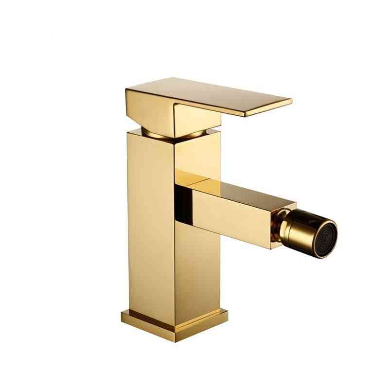 Bathroom Faucet Solid Brass Square Style Polished Finish - Bidet Single Lever Mixer Water Tap
