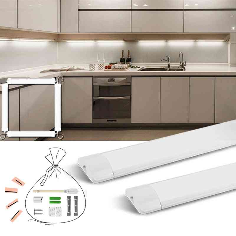 Under kabinet 220v / 110v ledet skabslampe til soveværelse køkken, badeværelse - 1,8 m kabel / EU stikkabel / varm hvid