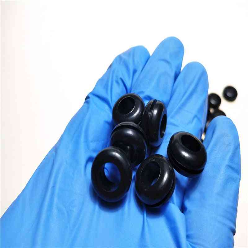 Lav pris solgt indre diameter åbningshul sort gummi gennemføring kabelbeskytter ring -