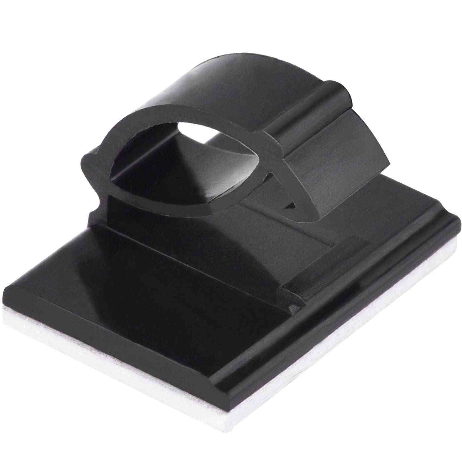 Självhäftande kabelklämma plast rektangulär slips snabbbindande trådhanteringshållare för bil (svart) -