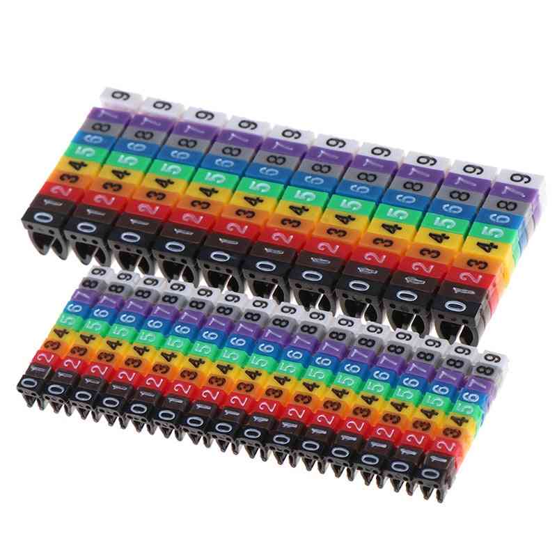 Kabelmarkörer färgglada c-typ nummeretikett för tråd - 1,5 mm