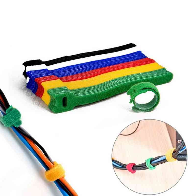 Reusable Fastening Cable Ties, Hook Loop Cords -wire Organizer Wraps