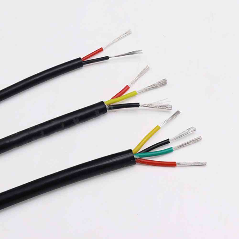 1m 2-aderige siliconenrubberen kabel zachte mantel elektronische signaallijn op hoge temperatuur meervoudig vertind koperdraad - 1 meter zwart / 0,3 mm vierkant