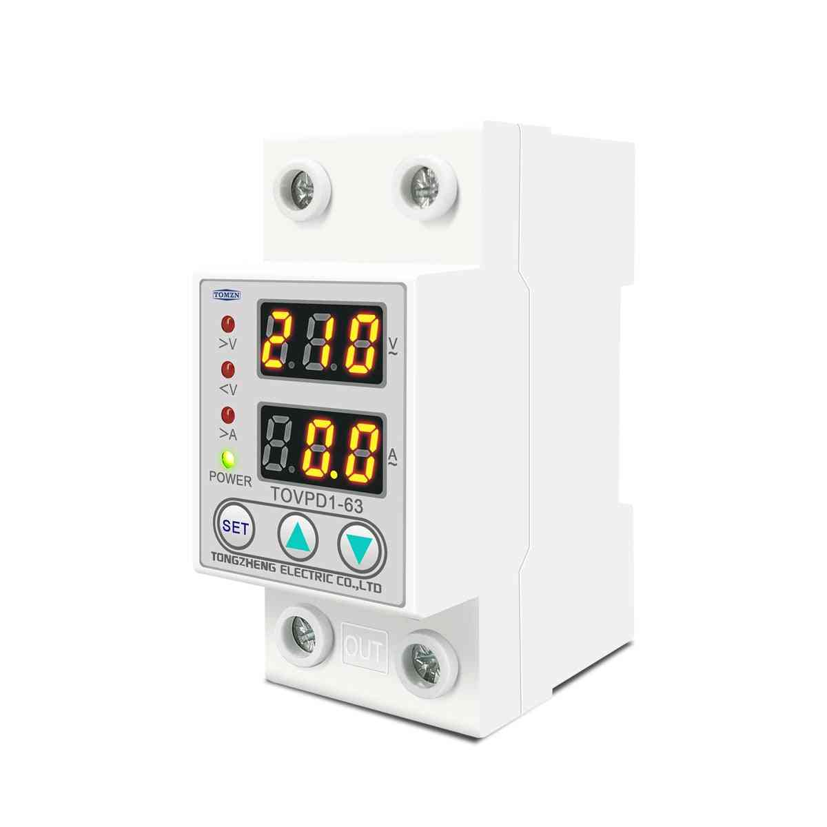 Adjustable Over & Under Voltage Protective Device Protector With Current Limiting Protection Voltmeter