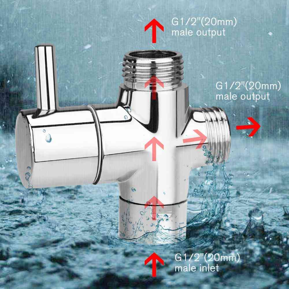 Brass Diverter Valve 3-way Water Separator Shower T Adapter