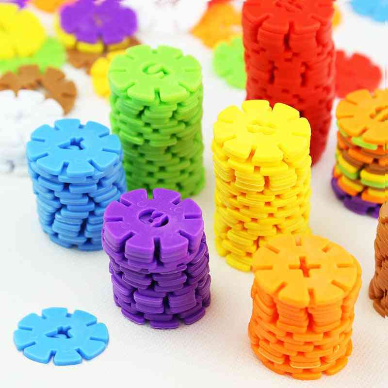 Plastic sneeuwvlok onderling verbonden blokken bouw- en constructiespeelgoed, kinderen 3d puzzel kleuterschool spel speelgoed - 100st groot formaat