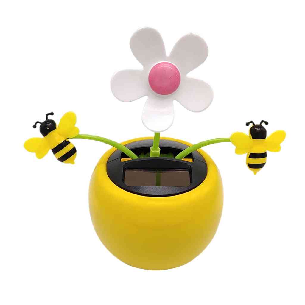 Fiore a energia solare insetto danza bambola giocattolo decorazioni per la casa e ornamento per auto vaso di fiori giallo fiore e ape del miele -