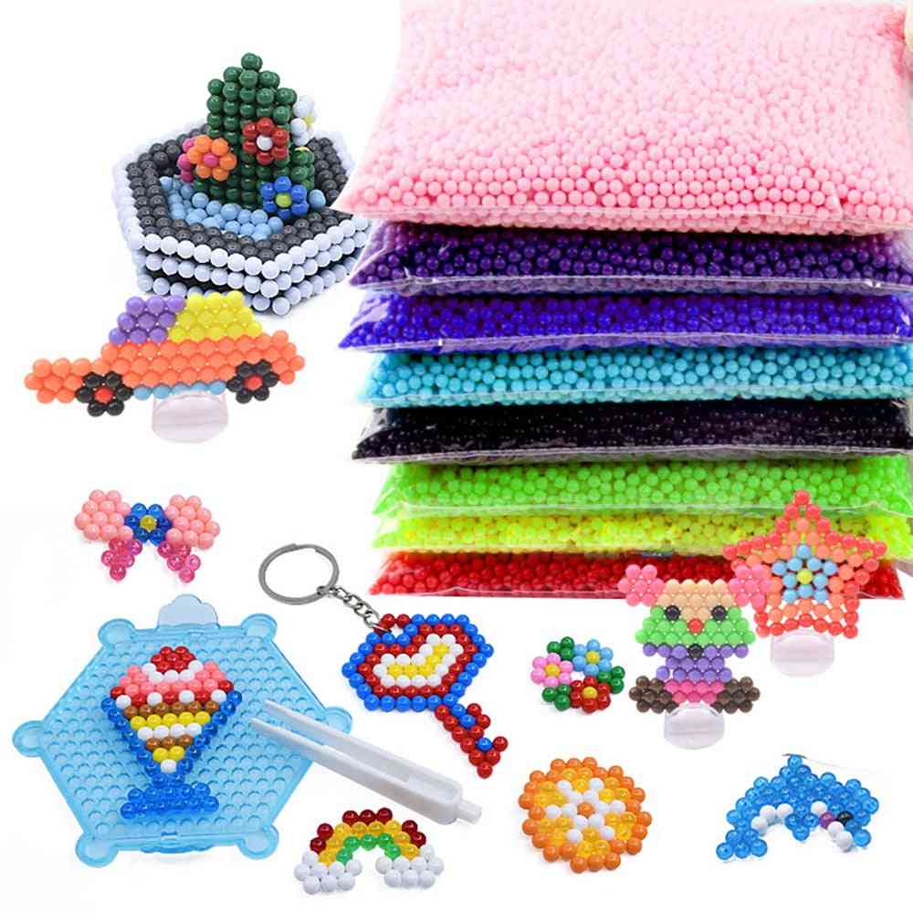 24 színű 5 mm-es vízsugaras gyöngy DIY 3d rejtvények játék, Hama mágikus gyöngy oktatási ajándék víz perlen megtanulják a gyerekjátékokat