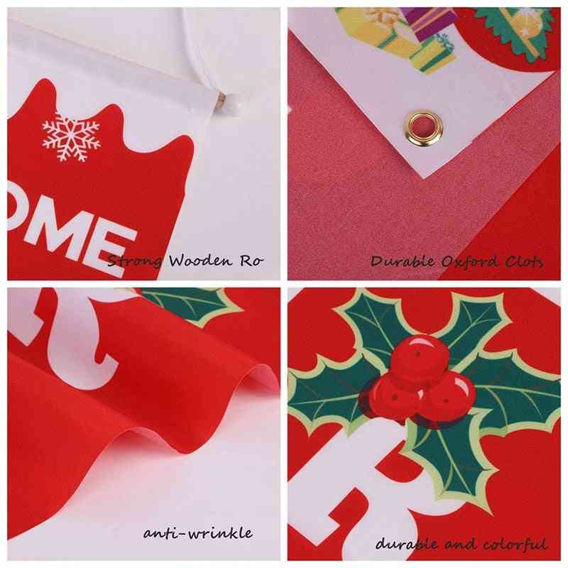 Banner portico natalizio caminetto cartelli da parete bandiera per decorazioni da esterno / interno (rosso) -