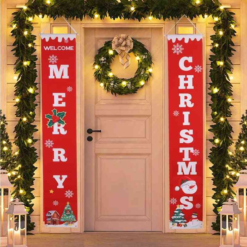 Banner portico natalizio caminetto cartelli da parete bandiera per decorazioni da esterno / interno (rosso) -