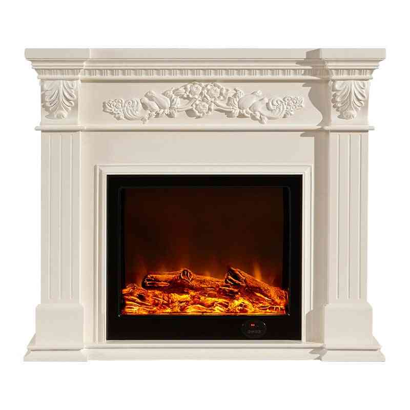 European Style Fireplace Set - Wooden Mantel W120cm Electric Insert Burner Artificial Led Optical Flame Decoration