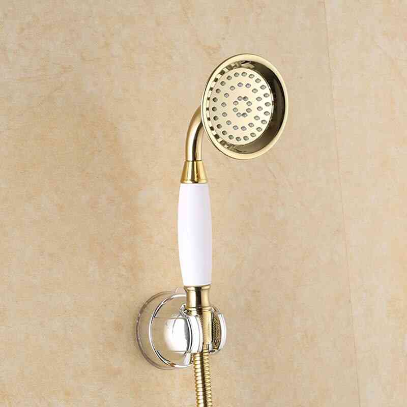 Supporto per soffione doccia, ventosa a vuoto angolazione regolabile e supporto per montaggio a parete staffa per soffione doccia portatile (bianco) -