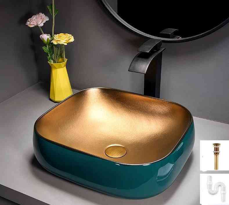Metal Glaze, Nordic Art Counter Top-high-end Wash Basin