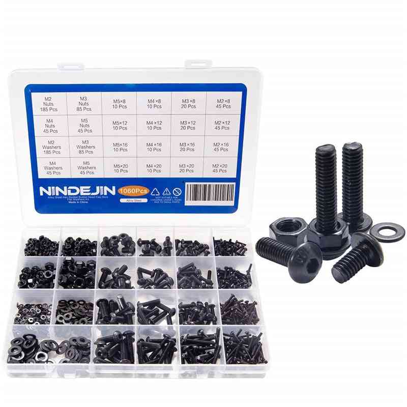 Hex Button Head Screws, Washers And Nuts Assortment Kit