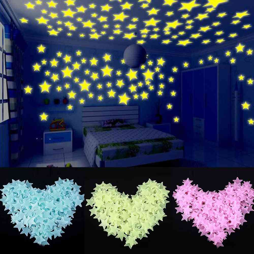 100 Stück / Set im Dunkeln leuchten Spielzeug, leuchtende Stern Aufkleber Schlafzimmer Sofa fluoreszierende Malerei Spielzeug für Kinder Schlafzimmer Dekor Geschenke - a