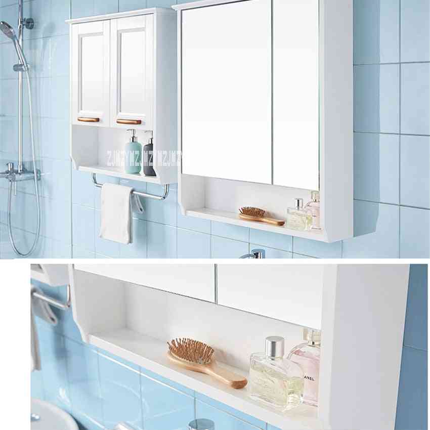Espelho de banheiro de madeira, armário de parede armário - armário de parede combinação pia de cerâmica