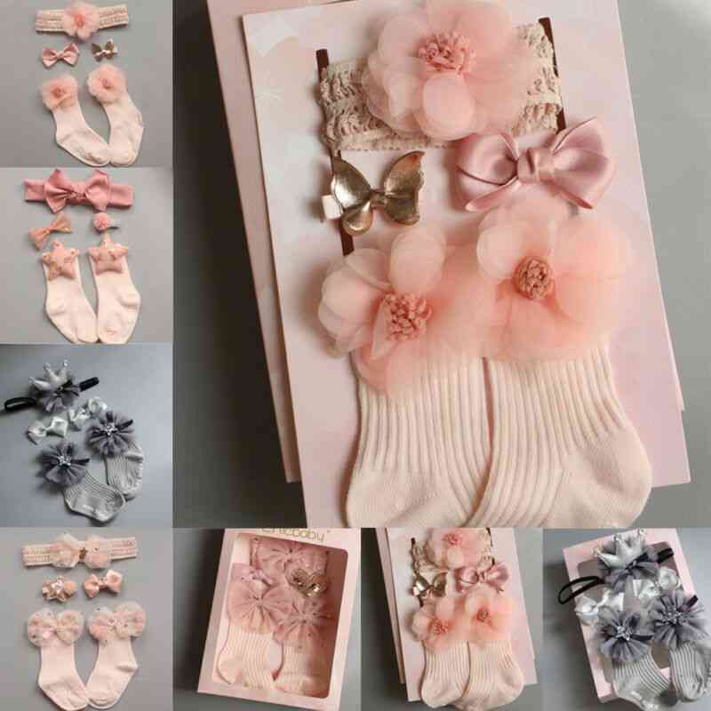 čarape za proklizavanje za novorođenu princezu -s volančićima od čipke